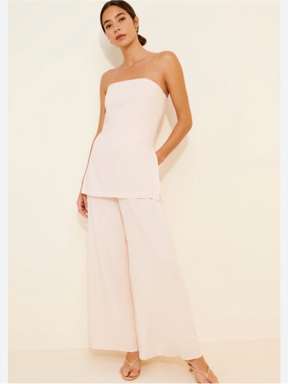 Hutch Blush Pink Strapless Wide-Leg Jumpsuit Small